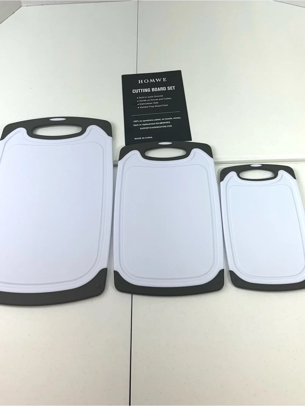 Homwe White and gray Cutting Board Set - 3 Pack